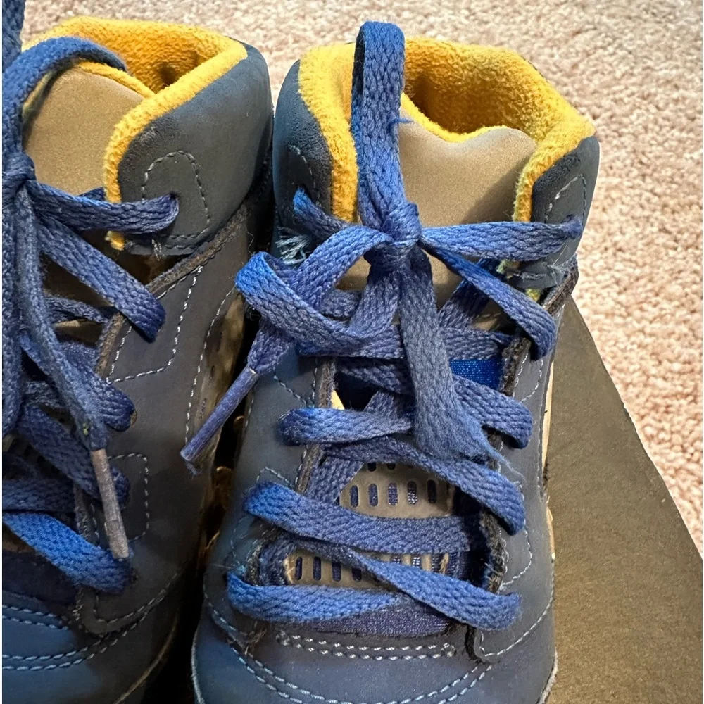 Air Jordan 5 Laney JSP TD CI3289-400 Toddler Boy’s Sneakers Size 10C Blue Yellow